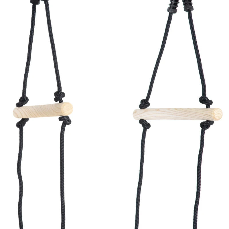 Outsunny drewniana drabina wspinaczkowa, 1,65 m dla dzieci, most linowy, 3-14 lat, do 100 kg indooor naturalny 88x40x165 cm