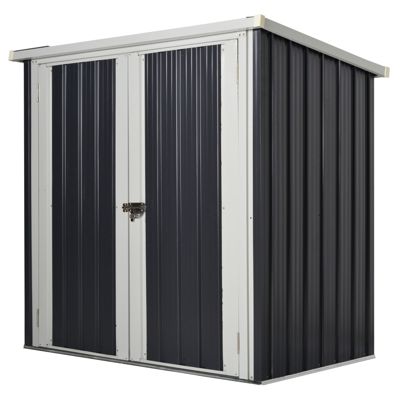 Outsunny Abrigo de Jardim 1,26 m² de Aço Galvanizado com 2 Portas para Armazenamento de Ferramentas 147x86x134 cm Preto