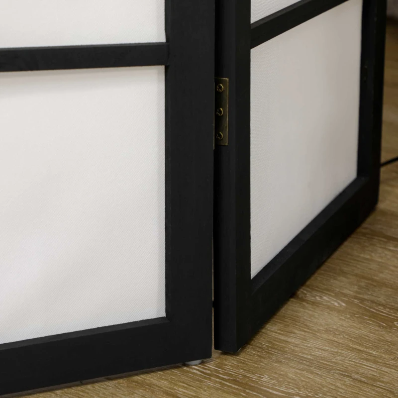 HOMCOM Biombo de 3 Painéis Separador de Ambientes Dobrável Divisória para Espaços de Madeira 120x170 cm Preto e Branco
