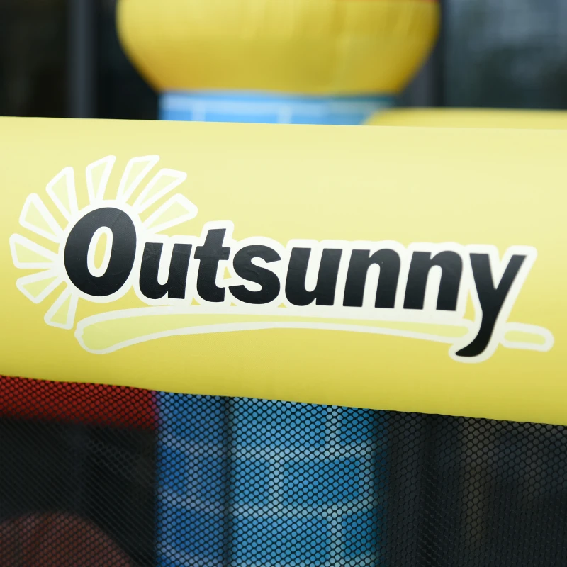 Outsunny nadmuchiwany zamek do skakania ze zjeżdżalnią i basenem dla 3 dzieci zamek zamek-skakalnia z dmuchawą zamek do zabawy domek do zabawy dla dzieci w wieku 3-8 lat tkanina Oxford, tkanina poliestrowa czerwony + niebieski + zielony 280 x 260 x 210 cm