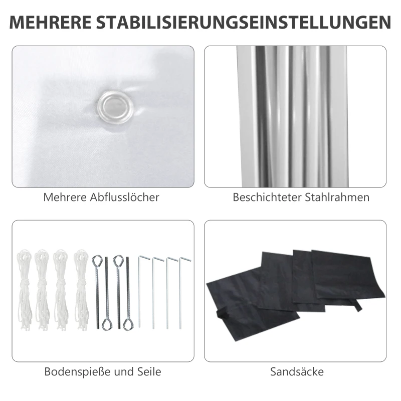 Outsunny Luifel Tuinpaviljoen 2.97m x 2.97m Tuinpaviljoen met Zijwanden Staal