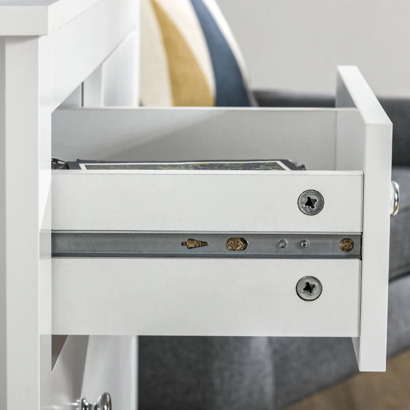 Cassettiera con 2 Cassetti Piccoli 3 Cassetti Grandi Piedi Rialzati Antiribaltamento Verniciata ad Acqua per Camera da Letto, Soggiorno, lo Studio MDF Bianco 79Lx39.5Px80.5Acm
