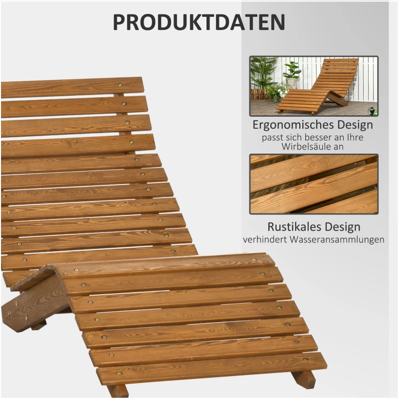 Outsunny ligstoel, ligstoel, tuinstoel voor bij het zwembad, balkon, teak