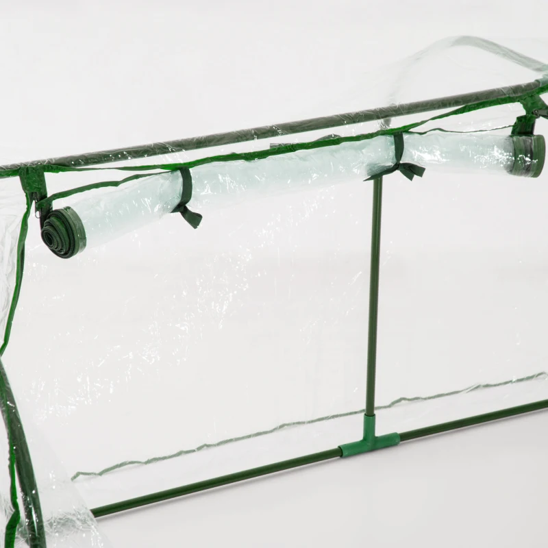Sera Tunel Outsunny din Otel si cu Capac din PVC, 200x100x80 cm, Transparent si Verde