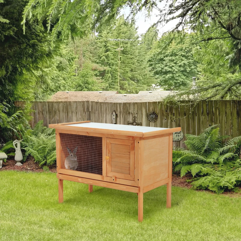 PawHut Rabbit Hutch Outdoor Guinea Pig Hutch Bunny Cage Shelter Outdoor, 90 x 45 x 65cm