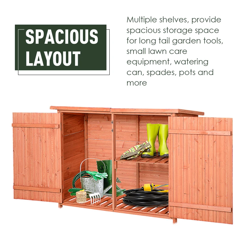 Outsunny Wooden Garden Storage Shed Tool Cabinet Double Door 128x50x90cm