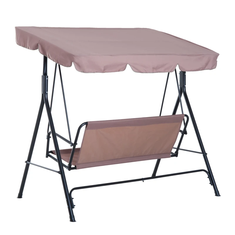 Outsunny 3-Seater Swing Chair, Steel-Brown