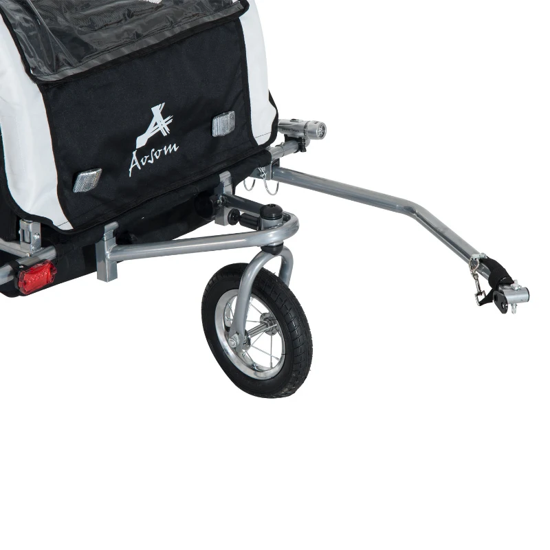HOMCOM Bike Trailer 2-Seater for Bicycle Baby Child Carrier in Steel Frame (Black and White)