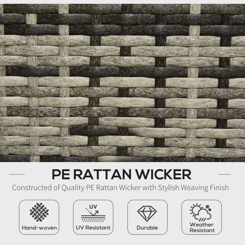 Outsunny 5 Pieces Rattan Sofa Set Wicker Sectional Furniture Cushion Grey Garden