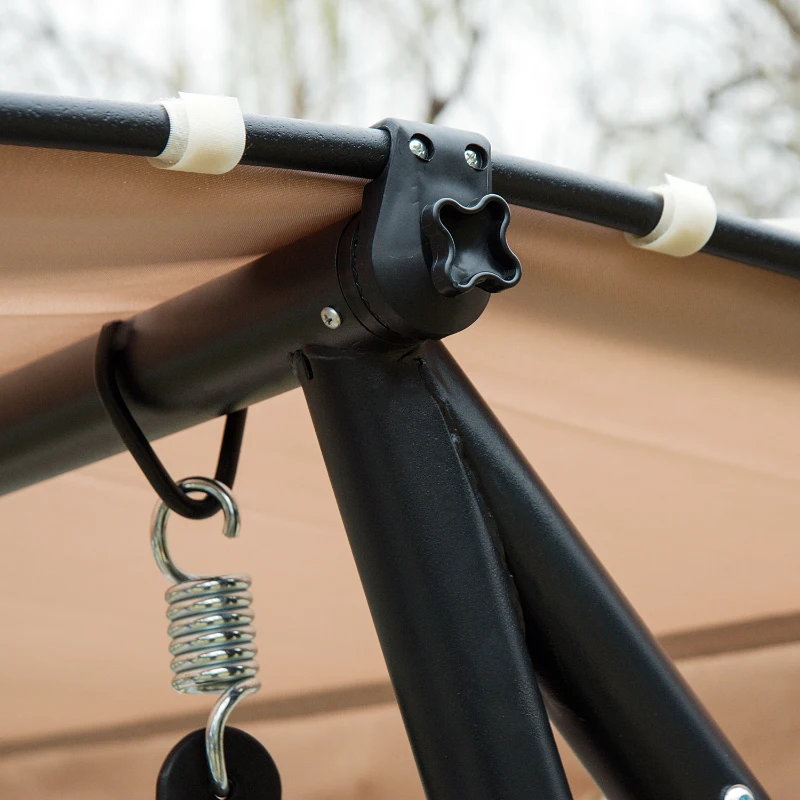 Outsunny Water Resistant Fabric 3-Seater Swing Chair w/ Cup Holder Beige