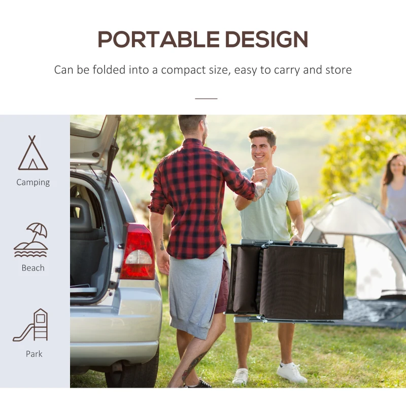 Outsunny Outdoor Metal Sun Lounger Reclining Chair with 7 Level Adjustable Backrest 115cm wide Textilene Seat for Patio Garden Balcony Brown