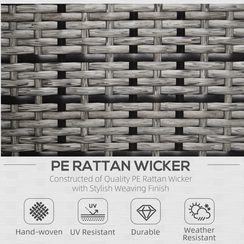 Outsunny Single Seater Rattan Chair Sofa with 10 cm Thick Padded Cushion, All-Weather PE Wicker Weave Garden Armchair with Armrests, Grey