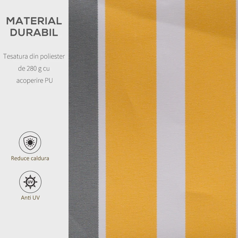 Outsunny copertina rulanta, derulare manuala, 3,5m, gri/galben