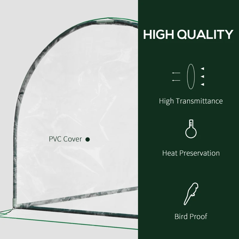 Sera Tunel Outsunny din Otel si cu Capac din PVC, 200x100x80 cm, Transparent si Verde