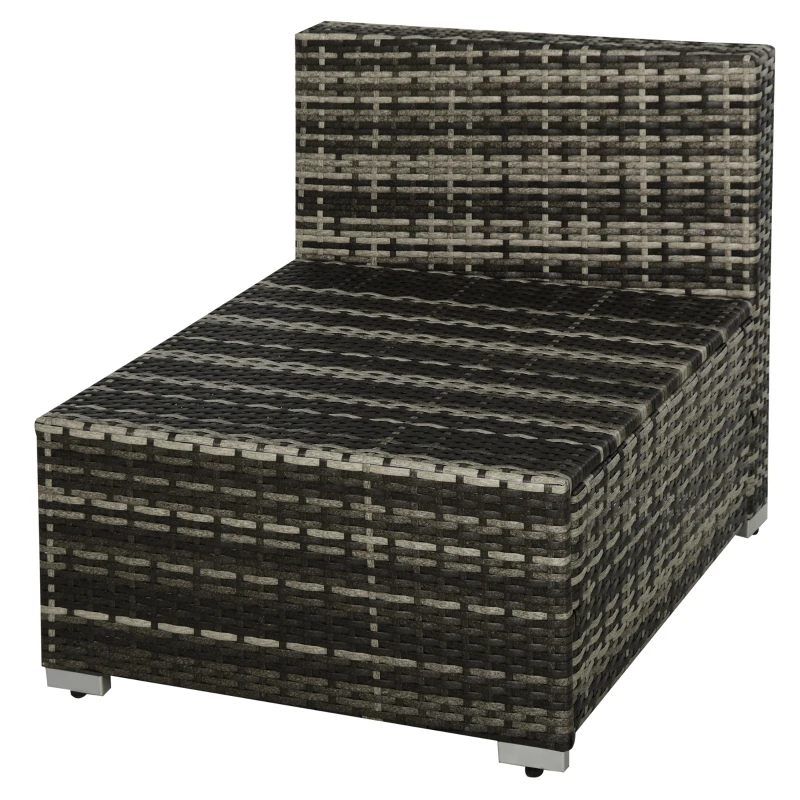 Outsunny 5 Pieces Rattan Sofa Set Wicker Sectional Furniture Cushion Grey Garden