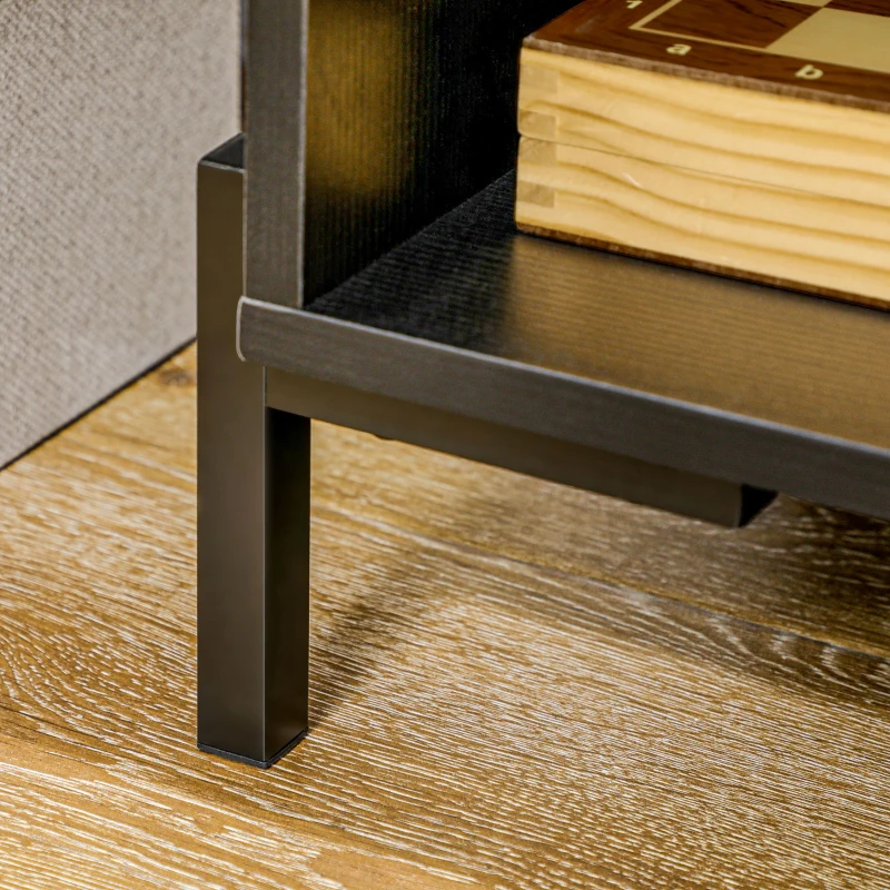 HOMCOM Dulap de depozitare modern cu uşa dubla şi 5 compartimente de depozitare deschise pentru sufragerie, sufragerie, dormitor, negru