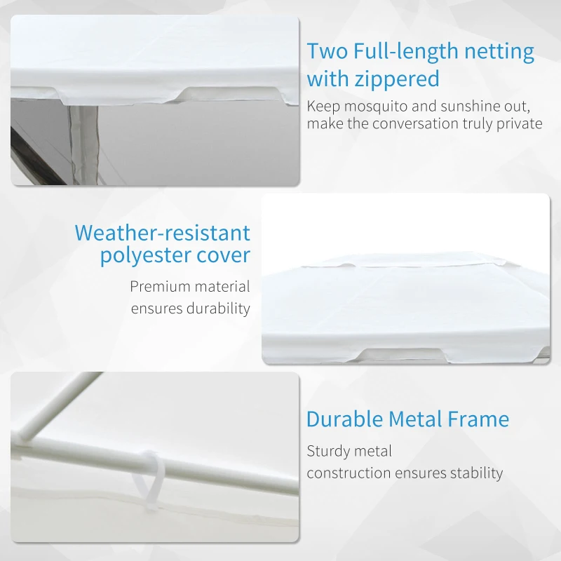 Outsunny Foisor in Tesatura PE cu Plasa de Tantari Alb, 4x3m