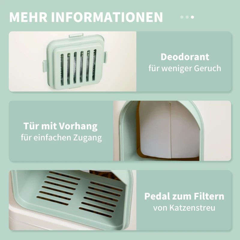 PawHut kuweta dla kota, toaleta dla kota z łopatką, szufladą, dezodorantem dla kotów