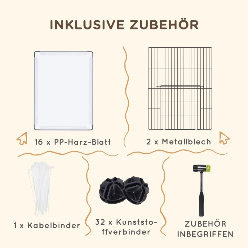 PawHut Wybieg, DIY Wybieg dla Małych Zwierząt, Wybieg dla Świnek Morskich z 18 Płytami