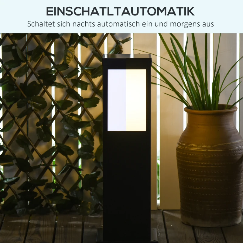 Outsunny Solar-Gartenlampe, Wegleuchte, Gartenleuchte  6-10 Std. Leuchtdauer, wetterbeständig, IP 44, 16 LED´s, Schwarz