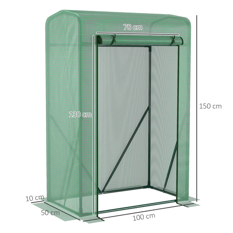 Outsunny Outdoor PE Greenhouse Steel Frame Plant Cover with Zipper 100L x 50W x 150HCM - Green