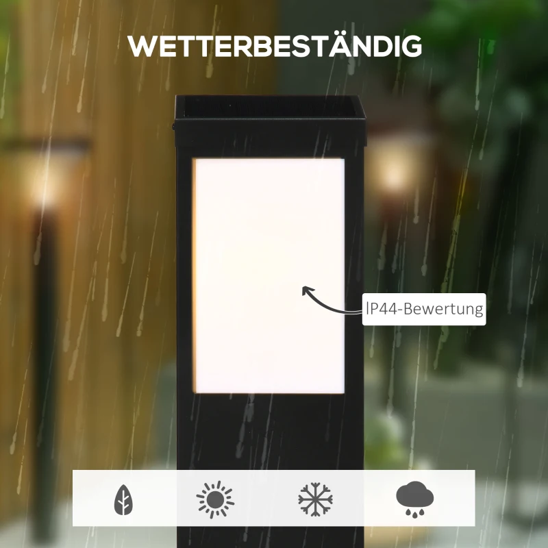 Outsunny Solar-Gartenlampe, Wegleuchte, Gartenleuchte  6-10 Std. Leuchtdauer, wetterbeständig, IP 44, 16 LED´s, Schwarz