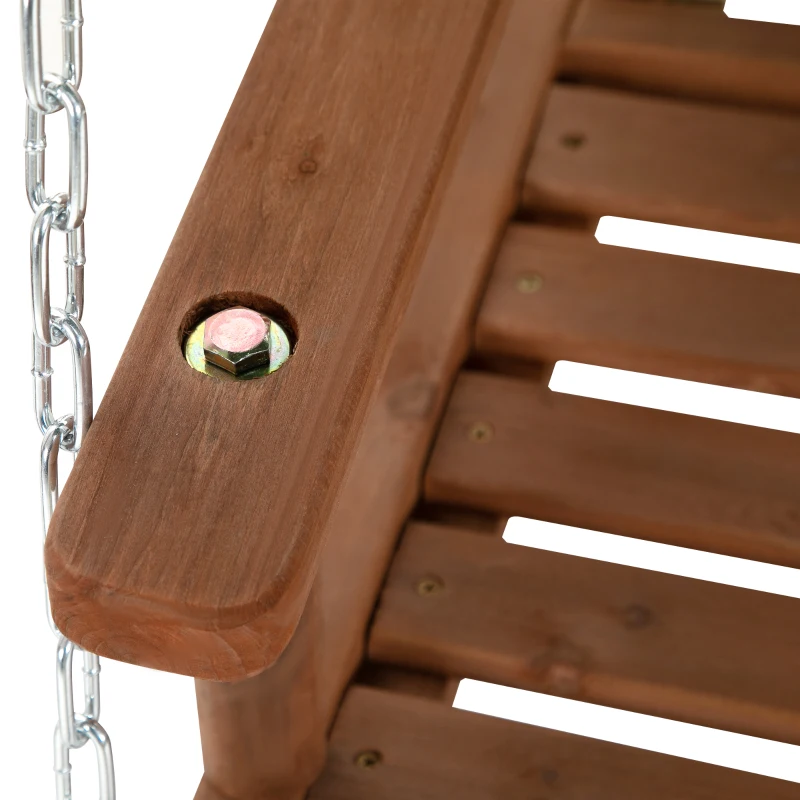 Outsunny 2 Seater Wooden Garden Swing Chair Seat Hammock Bench Loveseat Furniture Lounger Bed with Canopy - Green