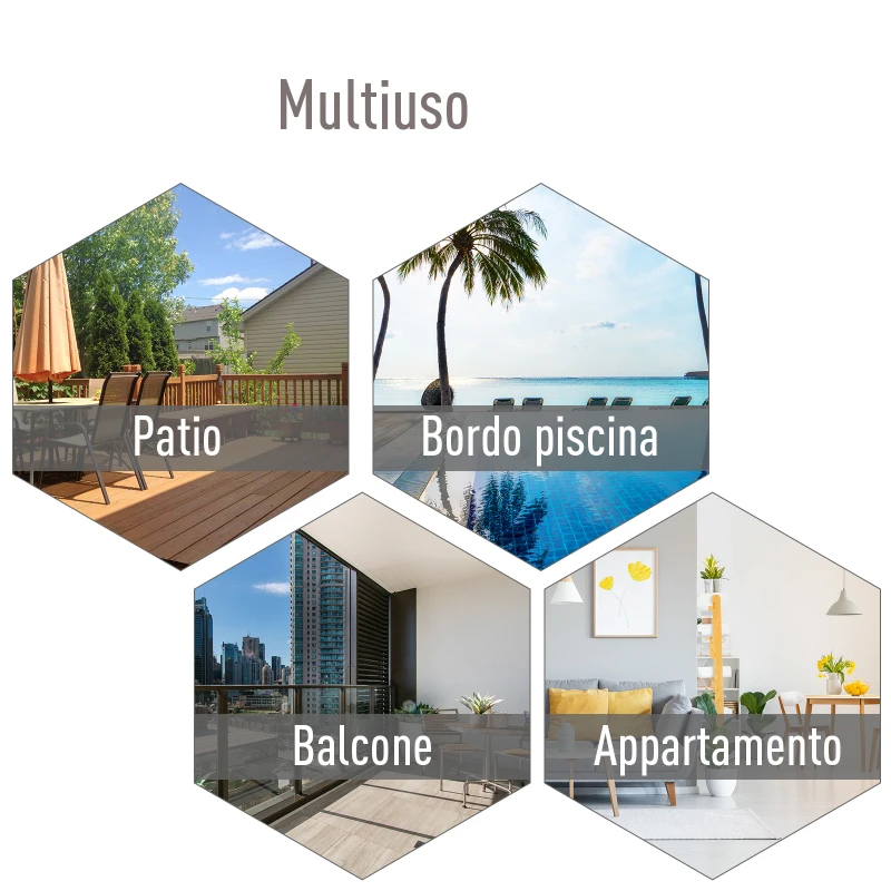 Outsunny Set 2 Sedie Pieghevoli da Esterni in Acciaio e Texteline Per Giardino Veranda Terrazzo, Grigio, 58 x 64 x 94cm