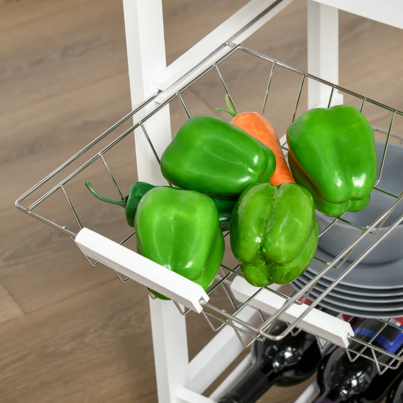 HOMCOM WÓZEK KUCHENNY SZAFKA BAREK NA KÓŁKACH biały