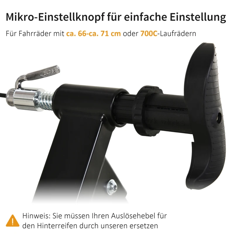 HOMCOM Rollentrainer Fahrradtrainer Fahrrad Heimtrainer Magnetbremse klappbar verstellbar 26"-28" oder 700C Stahl Schwarz 54,5 x 47,2 x 39,1 cm