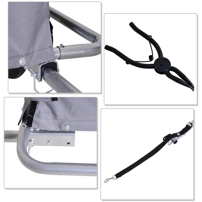 HOMCOM Remorque vélo remorque de transport pour vélo dim. 140L x 88l x 60H cm barre d'attelage universelle housse imperméable amovible gris