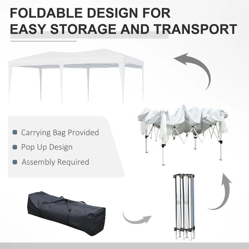 Outsunny pavilion pentru gradina, 3x6m, alb