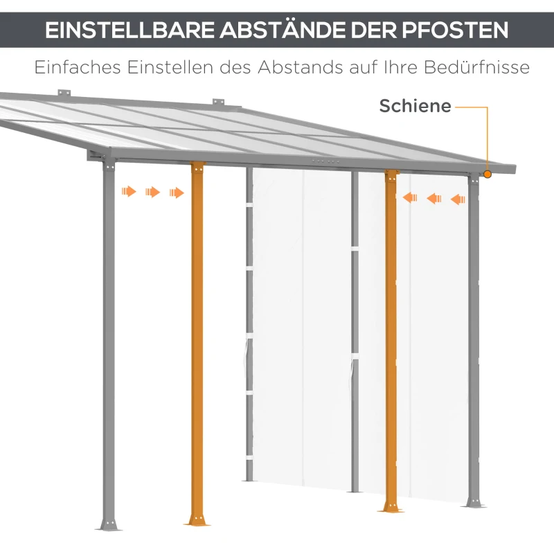 Outsunny Pergola, größenverstellbar, wetterbeständig, 300 cm x 300 cm x 273 cm, Weiß + Transparent
