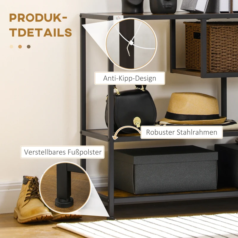 HOMCOM Stolik konsolowy, stolik do przedpokoju z 4 poziomami, stolik pomocniczy, regał na przedpokój