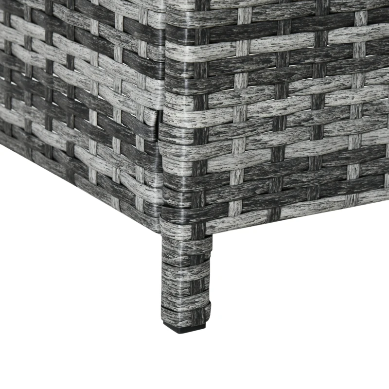 Outsunny 10 Seater Rattan Dining Table and Chairs Outdoor Bistro Table Set with Parasol Hole Footrest for Garden Yard Grey