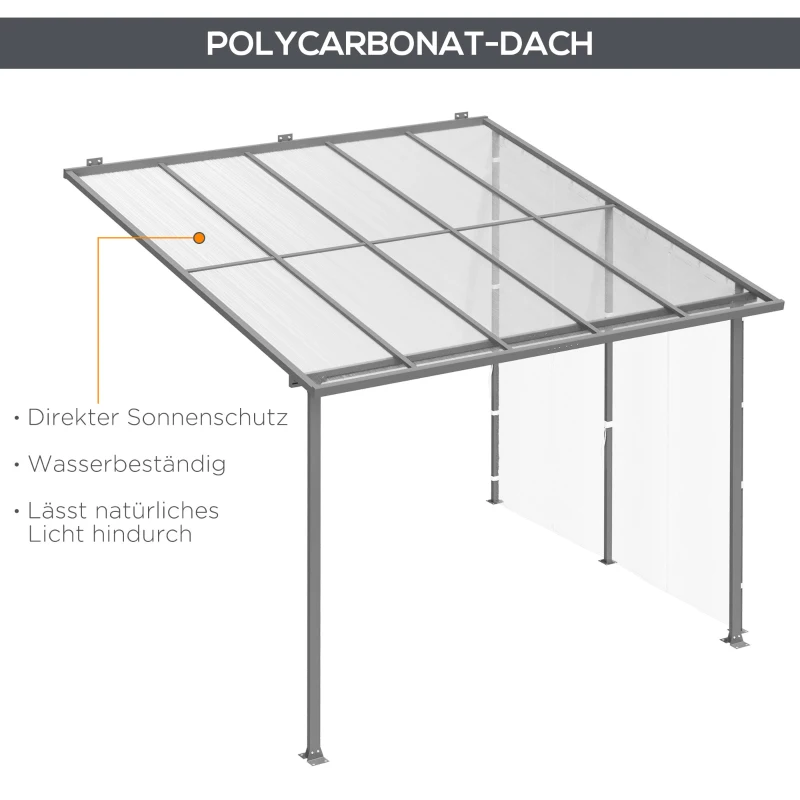 Outsunny Pergola, größenverstellbar, wetterbeständig, 300 cm x 300 cm x 273 cm, Weiß + Transparent