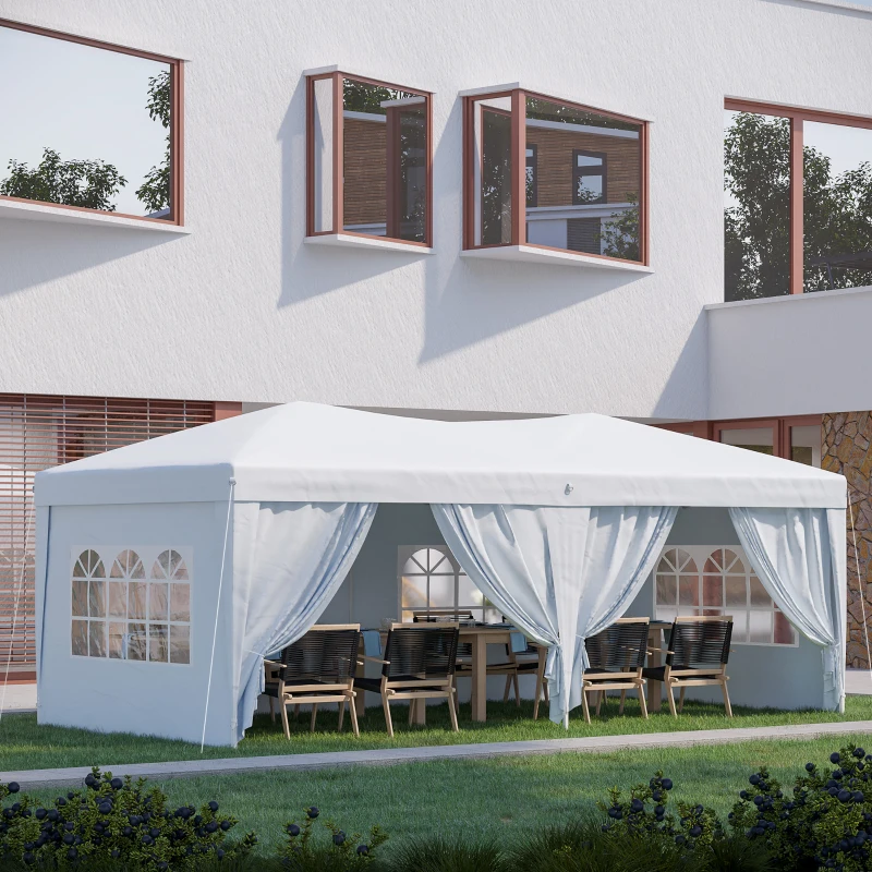 Outsunny pavilion pentru gradina, 3x6m, alb