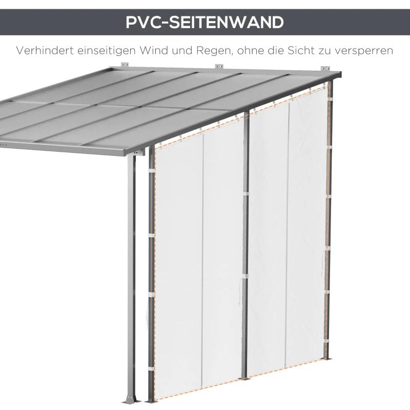 Outsunny Pergola, größenverstellbar, wetterbeständig, 300 cm x 300 cm x 273 cm, Weiß + Transparent