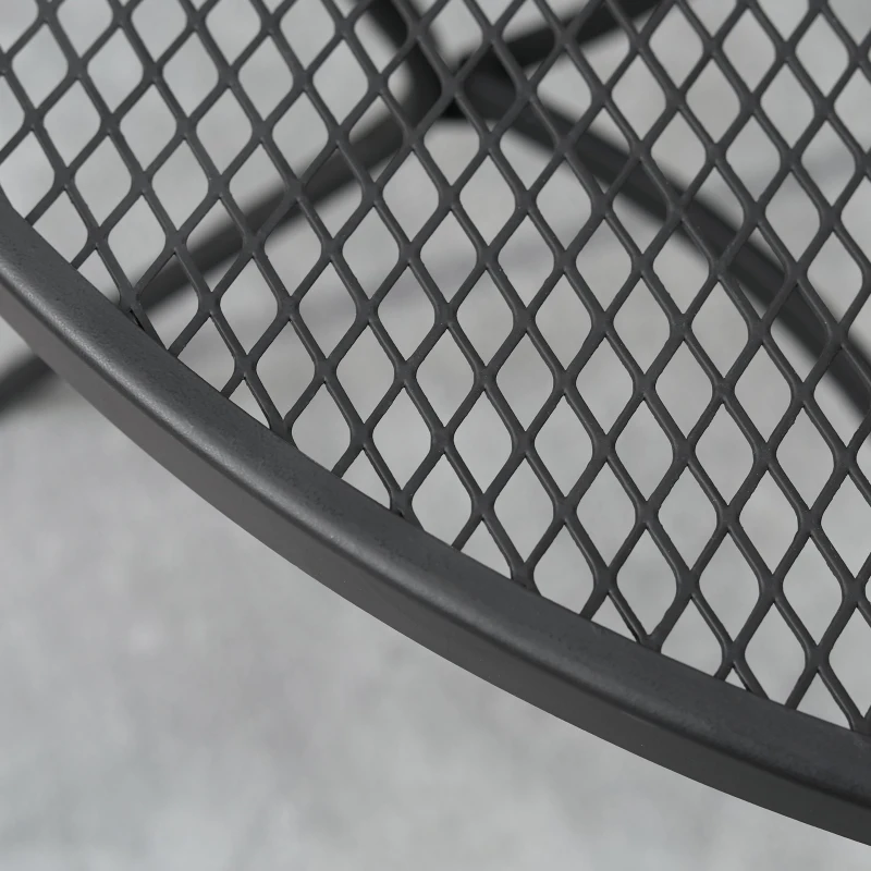 Masa mare rotunda Outsunny, de 91 cm. Masa de exterior din metal cu blat din plasa, pentru gradina, balcon, langa piscina, neagra