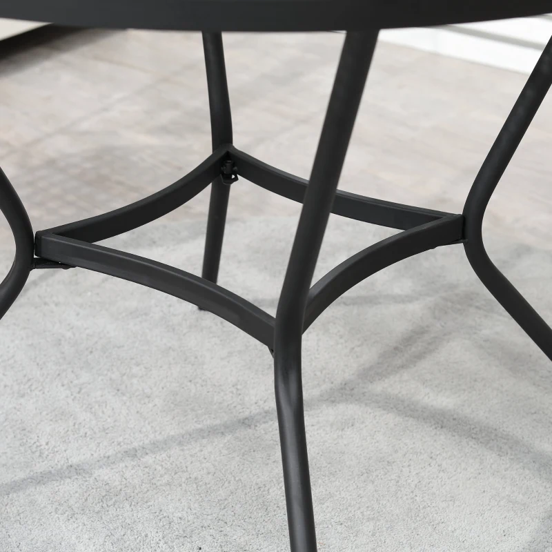 Masa mare rotunda Outsunny, de 91 cm. Masa de exterior din metal cu blat din plasa, pentru gradina, balcon, langa piscina, neagra