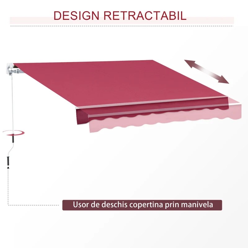 Outsunny perdea tip rulou impermeabil, 295x245cm, bordeaux