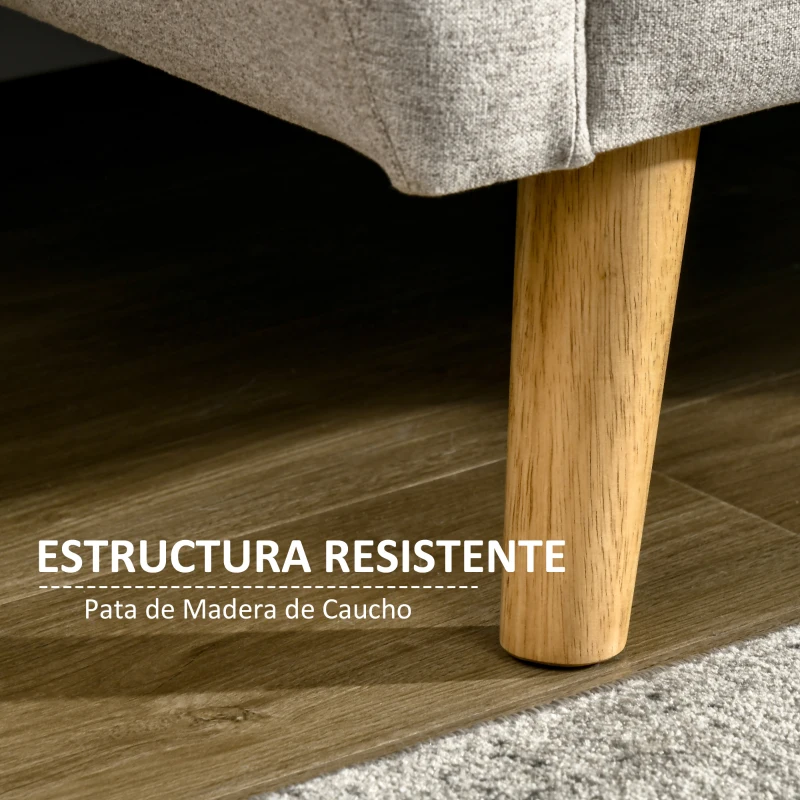 HOMCOM Sofá de 2 Plazas Tapizado en Lino Sintético con 2 Cojines Reposabrazos y Patas de Madera 149x76,5x86 cm Crema