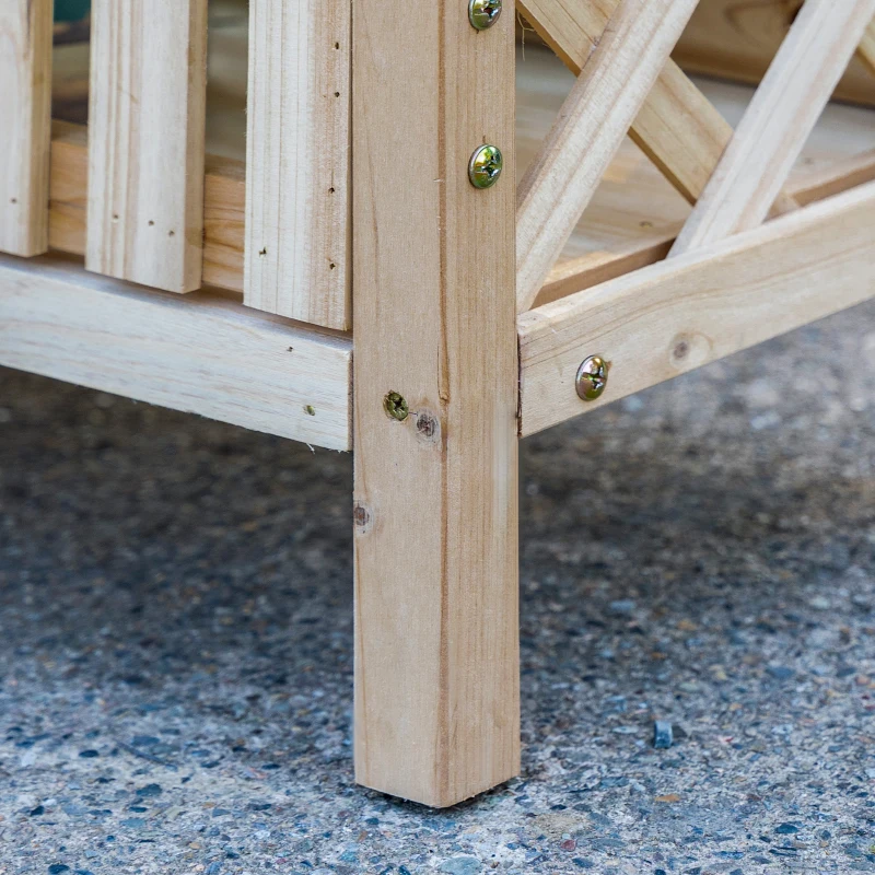 Outsunny Huerto Urbano de Madera 90x30x90 cm Mesa de Cultivo con Estante Inferior Seto Decorativo y 4 Orificios de Drenaje para Plantas Macetas Flores Natural