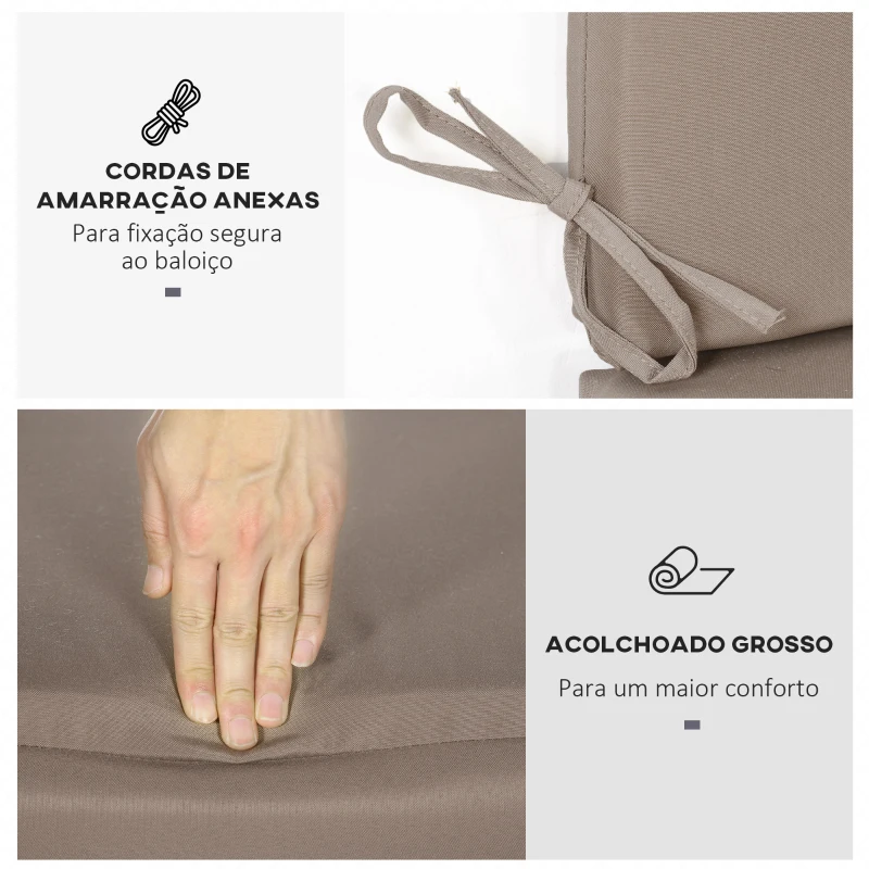 Outsunny Almofada para Baloiço de 2 Peças Almofada para Baloiço de Assento e Encosto Acolchoado 130x45x5 cm Marrom
