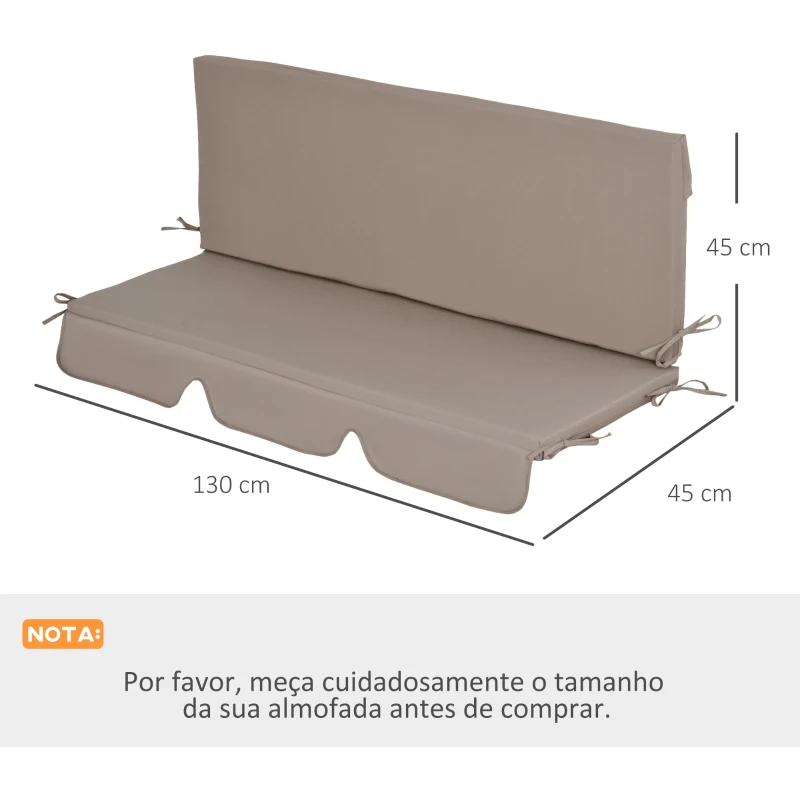 Outsunny Almofada para Baloiço de 2 Peças Almofada para Baloiço de Assento e Encosto Acolchoado 130x45x5 cm Marrom