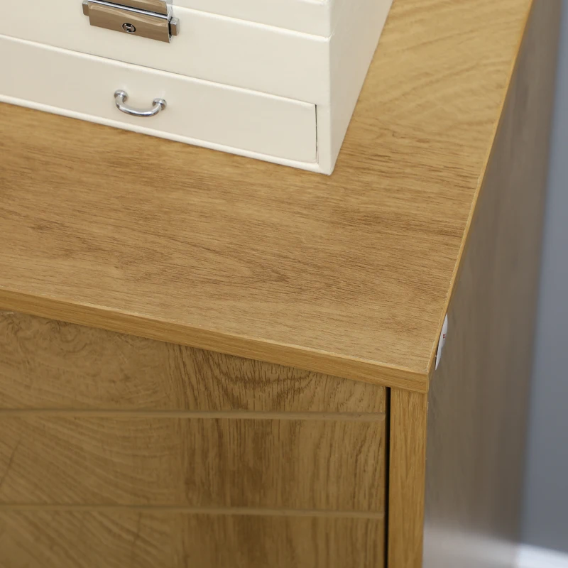 Dulap de depozitare vintage HOMCOM cu usi chevron duble si picioare din lemn de pin, dulap lateral pentru living, bucatarie, dormitor, efect de lemn natural