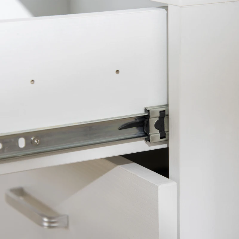 HOMCOM Mesita de Noche con 2 Cajones Borde Elevado Mesa Auxiliar para Dormitorio Salón Cama Oficina 40x29x58 cm Blanco