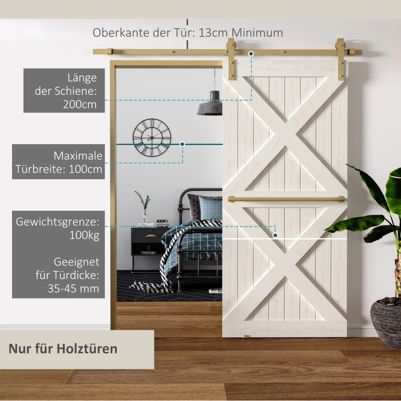 HOMCOM zestaw okuć do drzwi przesuwnych system drzwi przesuwnych kompletny zestaw ze śrubami