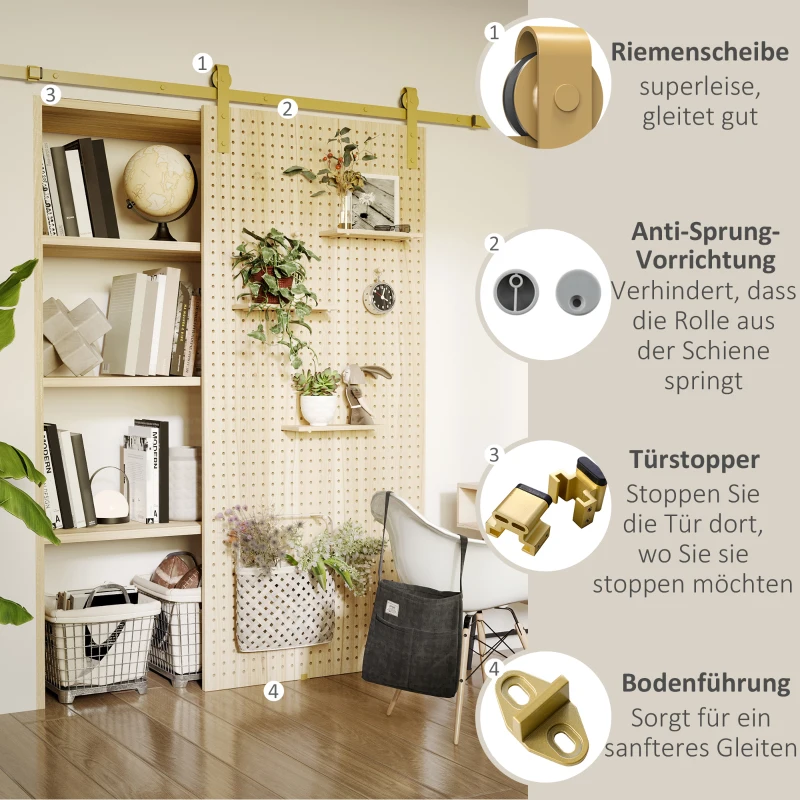 HOMCOM zestaw okuć do drzwi przesuwnych system drzwi przesuwnych kompletny zestaw ze śrubami