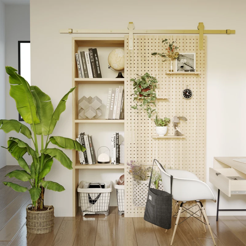 HOMCOM zestaw okuć do drzwi przesuwnych system drzwi przesuwnych kompletny zestaw ze śrubami